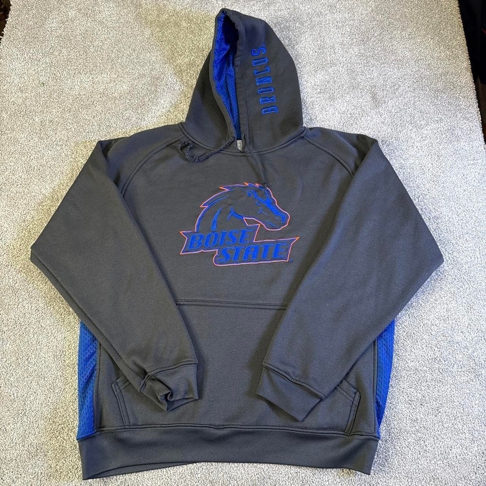 Vintage ProEdge Boise State Broncos Hoodie Blue Horse NCAA Football Sweatshirt